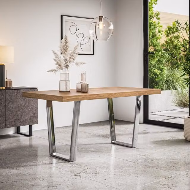 More4Homes Aria Rectangular Dining Table in Oak with Metal Legs