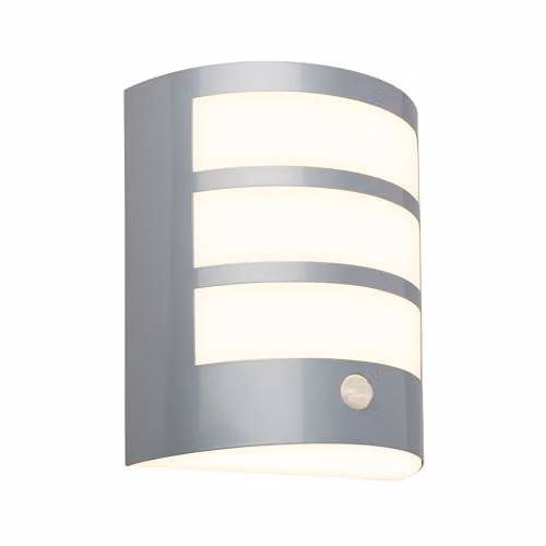 Briloner LED Outdoor Wall Light with Motion and Twilight Sensor, Matt Chrome, W/D/H: 18 x 15 x 7 cm – 1