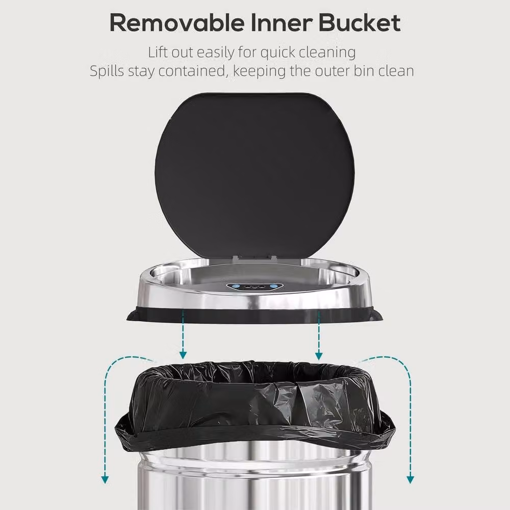 STILVORA 42 L Sensor Rubbish Bin in Silver Stainless Steel with Soft Close and Fingerprint Proof Finish, H: 86.0 cm, W: 30.5 cm, D: 42.0 cm – 6