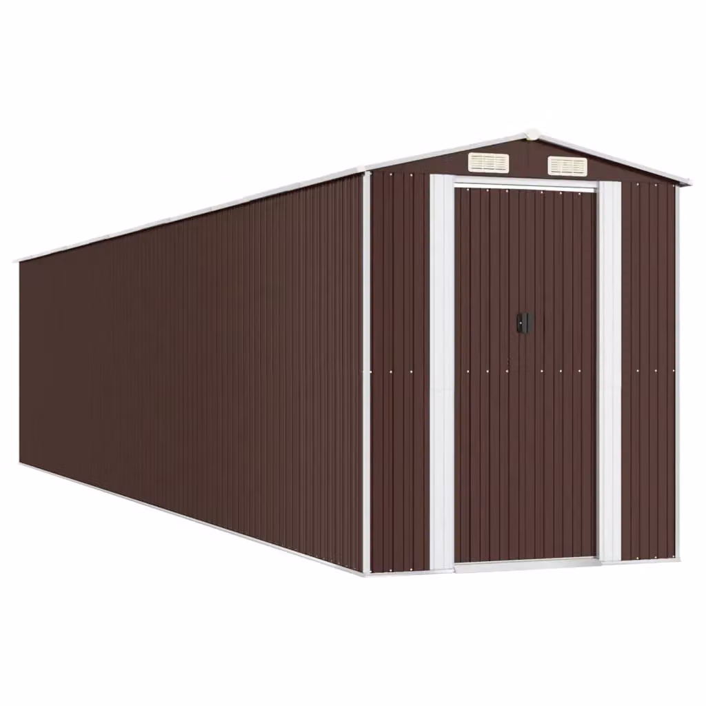 Berkfield Home Garden Shed in Dark Brown, Galvanised Steel, W/D/H: 938 x 192 x 223 cm – 2