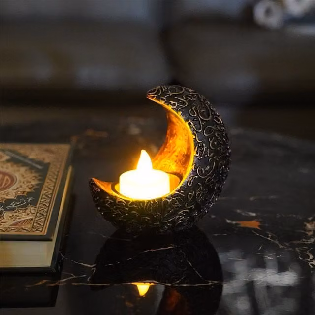 Livingandhome Bronze Arabic Crescent Shape Tealight Holder