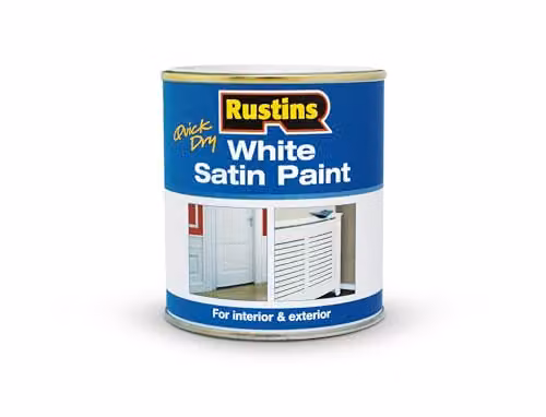 Rustins Quick Drying Water Based White Satin Wood Paint, 250ml