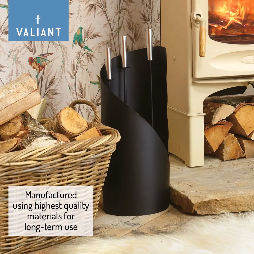 Valiant Fireside Companion Tool Set in Black and Silver – 3