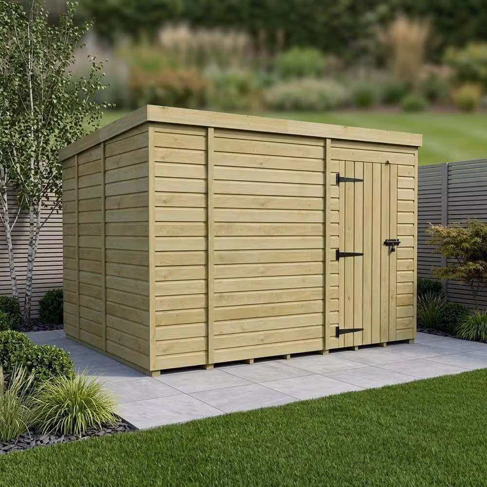 Buttercup Farm Brown Timber Pent Garden Shed with Single Door and No Windows, W: 396.2 cm, D: 274.3 cm, H: 210.0 cm – 2