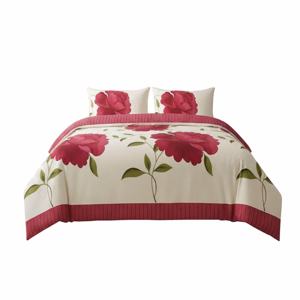 Snug City Reversible Floral Duvet Set and Pillowcase in Pink, 200 x 200 cm – 2