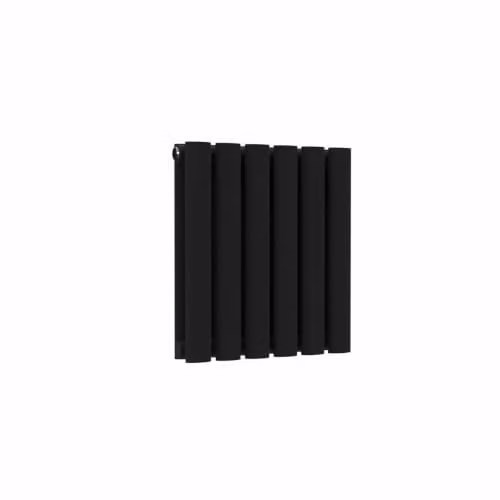 Lux Heat Black Oval Horizontal Double Panel Designer Steel Radiator, H 40 cm x W 36 cm