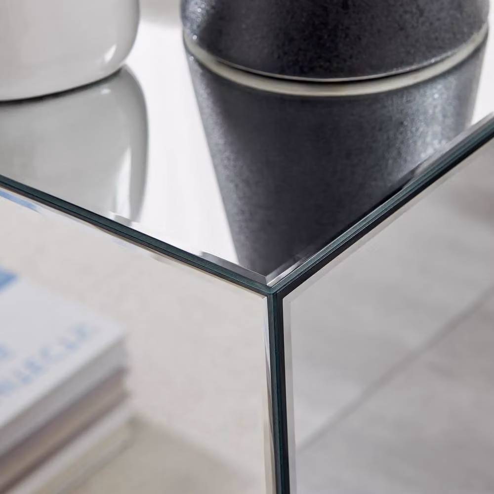 FurnitureboxUK Noor Silver Mirrored Glass Side Table and Bedside Table – 2