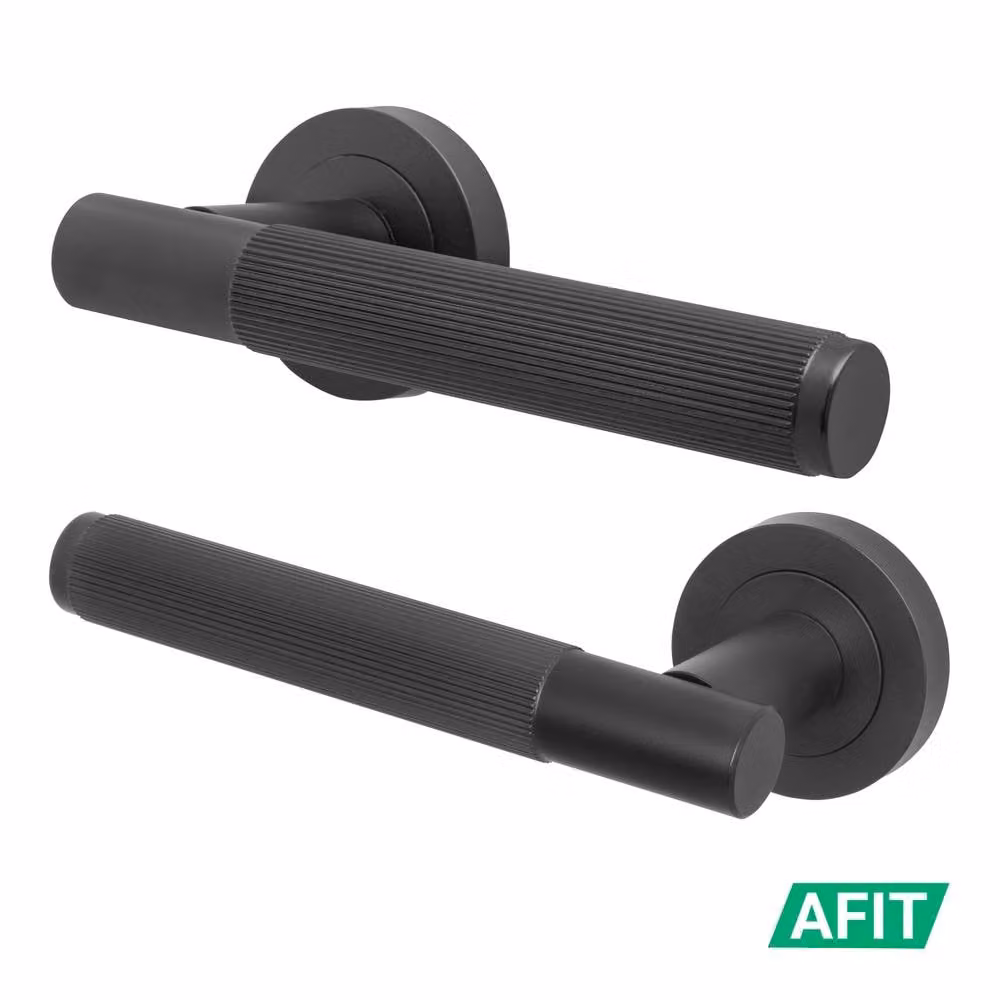 AFIT Matt Black Aluminium Internal Lever On Rose Door Handle, 150 x 150 mm – 2