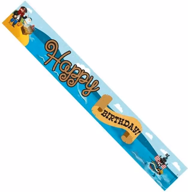 KDMD Blue Happy Birthday Pirate Foil and Paper Party Banner Decoration Pack of 12