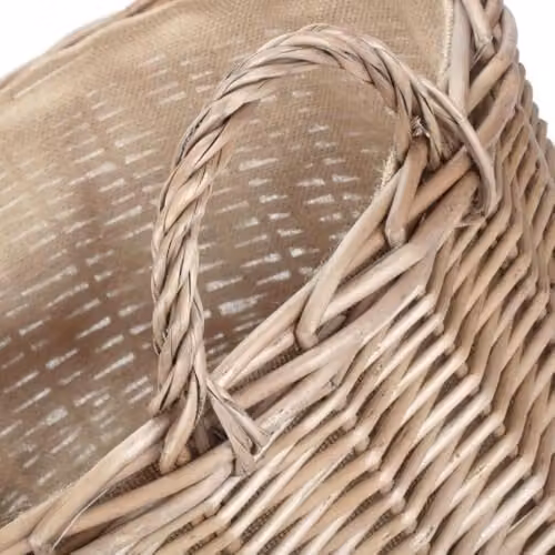 Red Open Weave Hamper in Brown with Wood and Fabric Details – 2