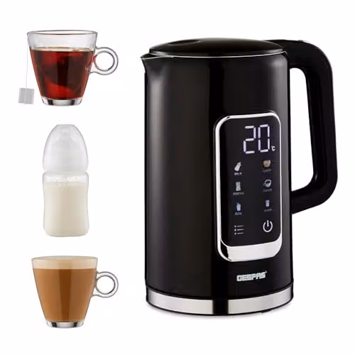 Geepas 2200W Digital Electric Kettle with Touch Display and Keep Warm Function, 1.7L, Black – 1