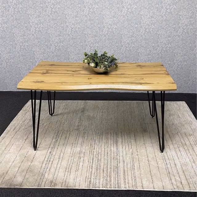 Kosy Koala Arizona Rectangular Dining Table with Rustic Effect Wood Top and Metal Legs in Black and Brown, Width: 140 cm