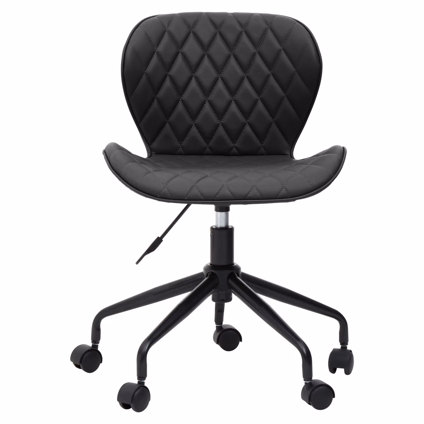 Orsina Ergonomic Black Faux Leather Armless Home Office Chair with 360 Degree Swivel and Castors – 2