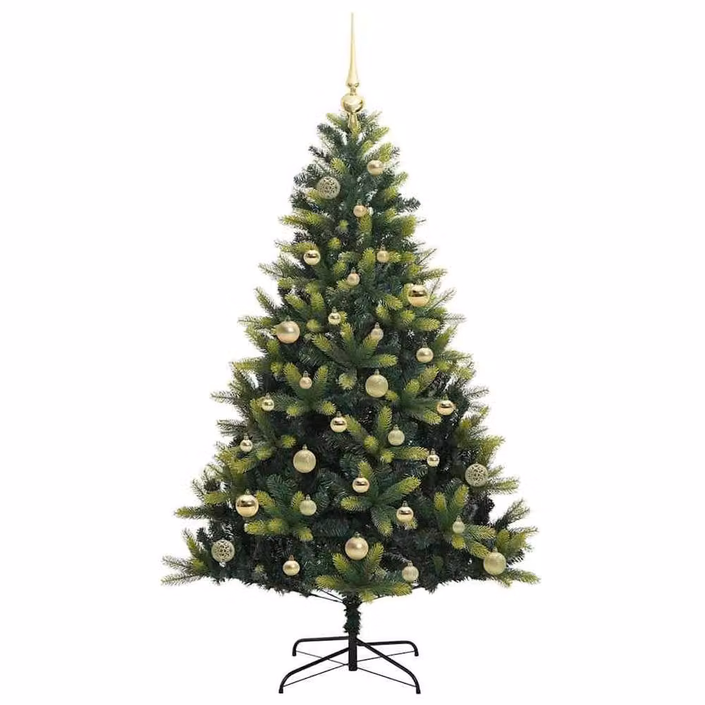 Berkfield Home Artificial Hinged Christmas Tree with 150 LEDs, Green, Height: 150 cm – 3