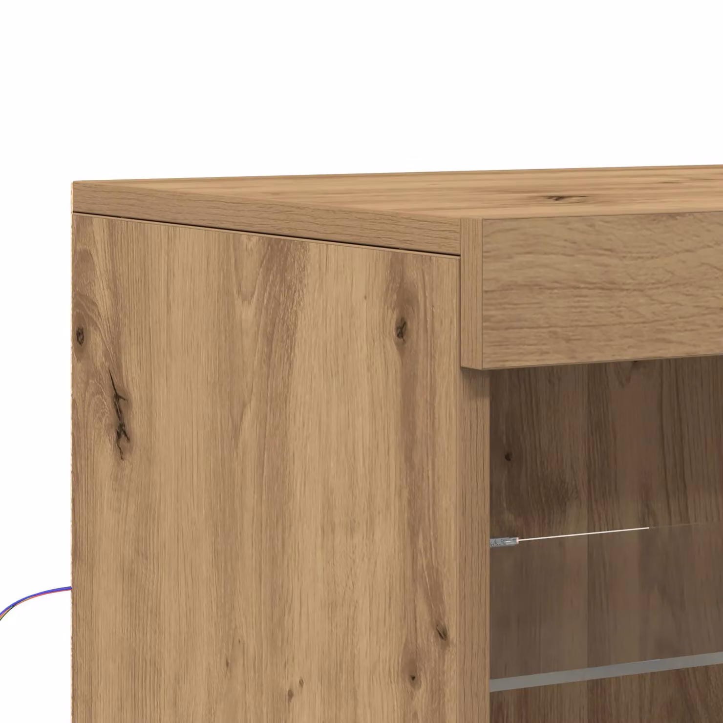 Berkfield Home Artisan Oak Sideboard with Integrated LED Lights in Brown, W/D/H: 41 x 37 x 67 cm – 4