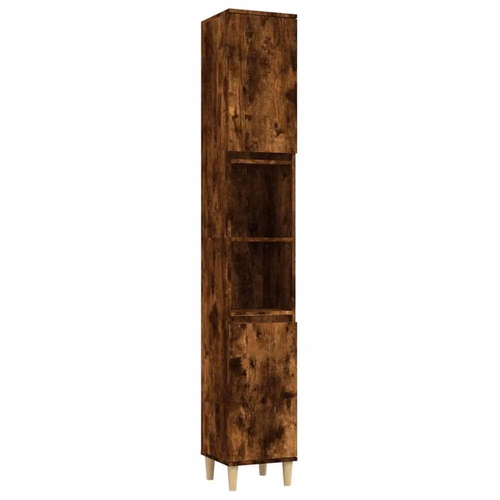 Berkfield Home Durable Smoked Oak Bathroom Cabinet in Brown, W/D/H: 30 x 30 x 190 cm – 3