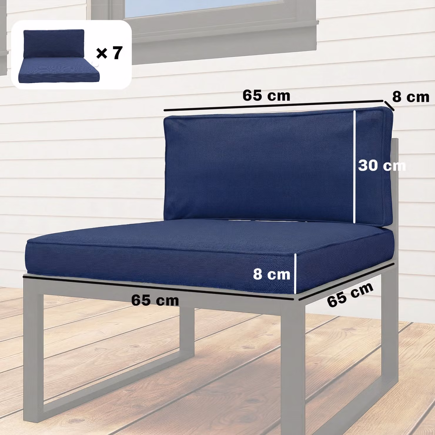 Outsunny 14-piece Rectangular Dining Set Cushion Set in Blue Polyester – 3
