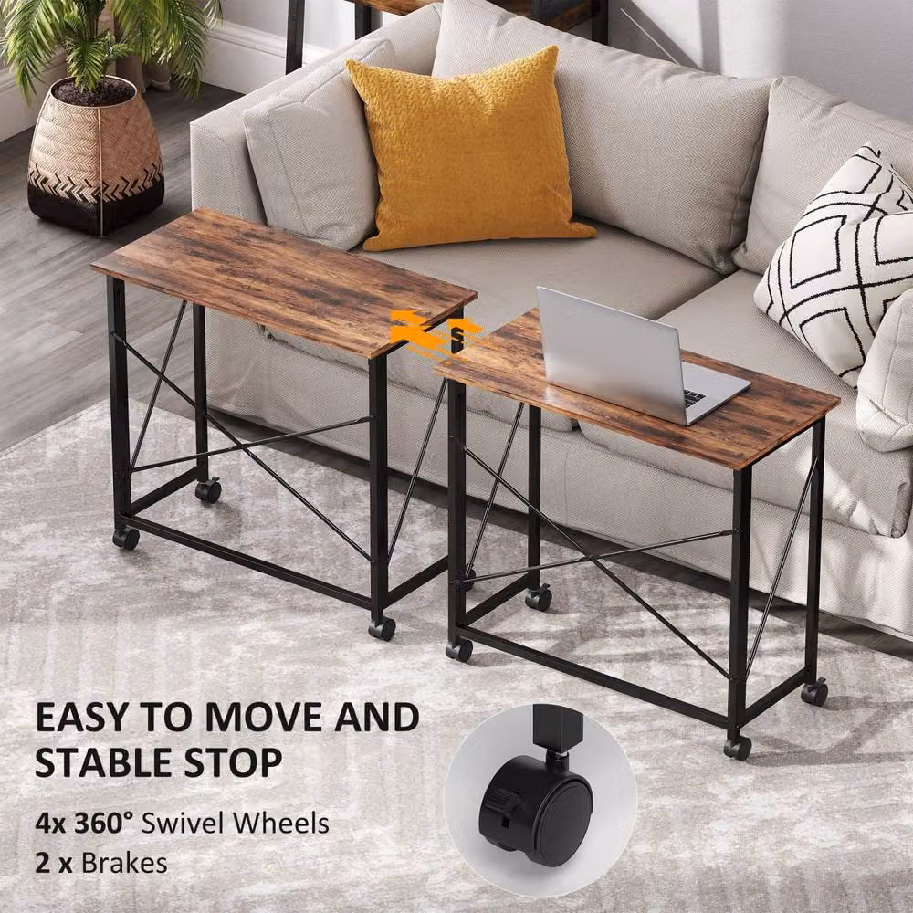 Wyld Haus Maco Folding Writing Desk in Rustic Brown and White, W/D/H: 80 x 40 x 75 cm – 5