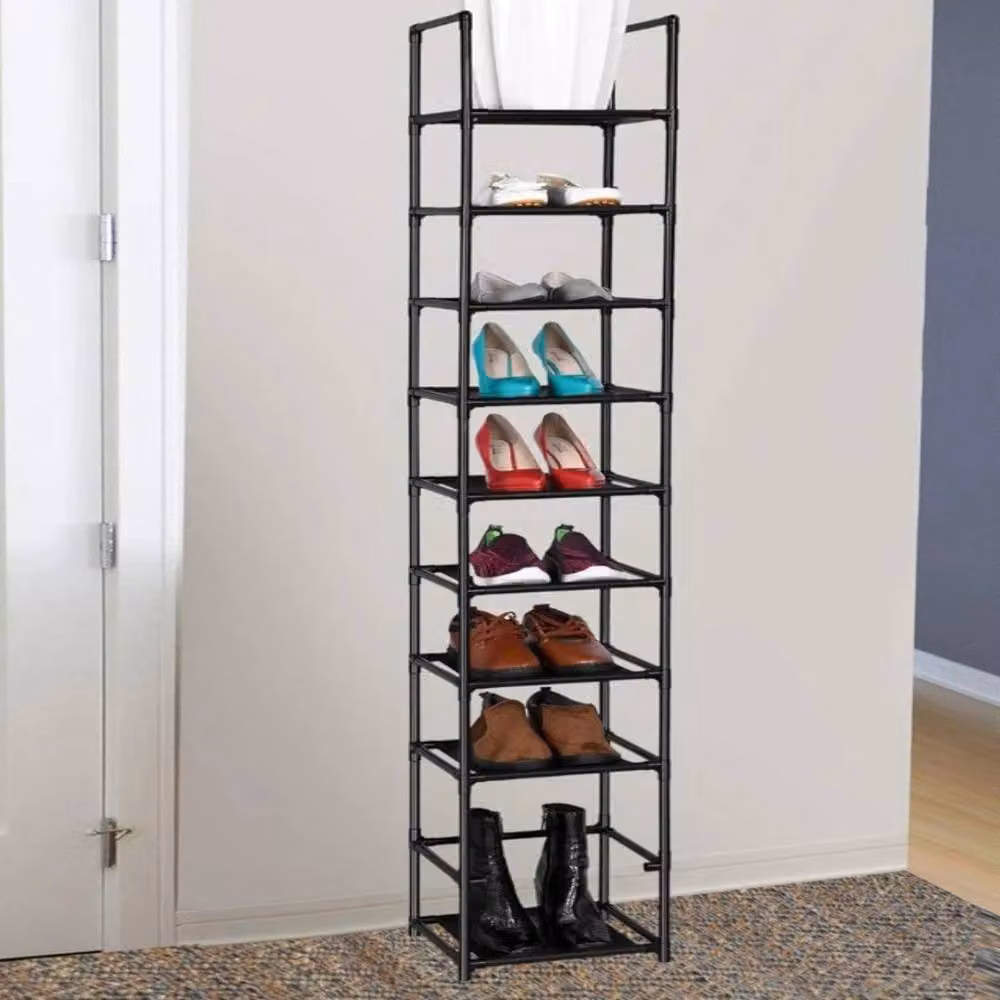 KORVIXA 10-Tier Narrow Freestanding Shoe Rack in Black, W/D/H: 100 x 100 x 100 cm – 3