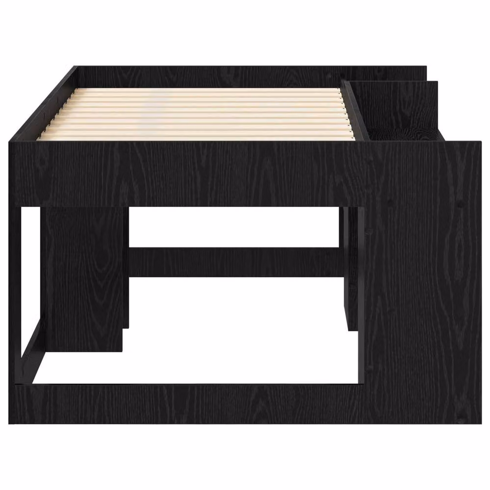 Berkfield Home Kids Bed Frame with Side Compartments in Black Oak, W/D/H: 160 x 80 x 1 cm – 3
