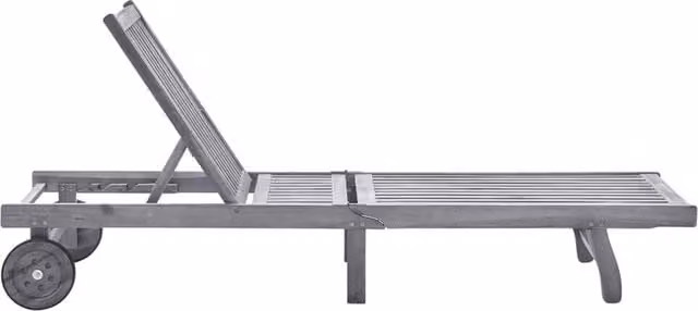 Berkfield Home Sun Lounger in Light Grey Solid Acacia Wood with Adjustable Headrest and Castors