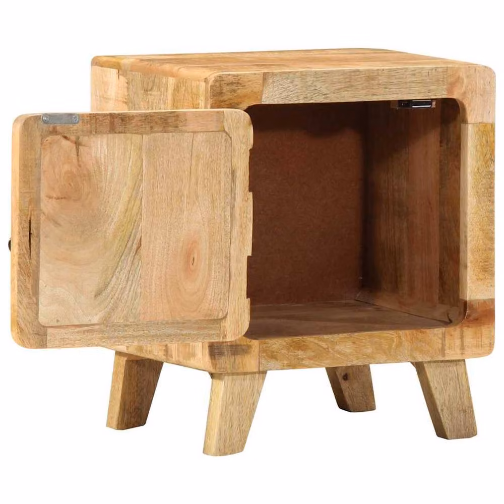 Berkfield Home Bedside Cabinet in Brown Solid Rough Mango Wood W/D/H: 40 x 32 x 46 cm – 3