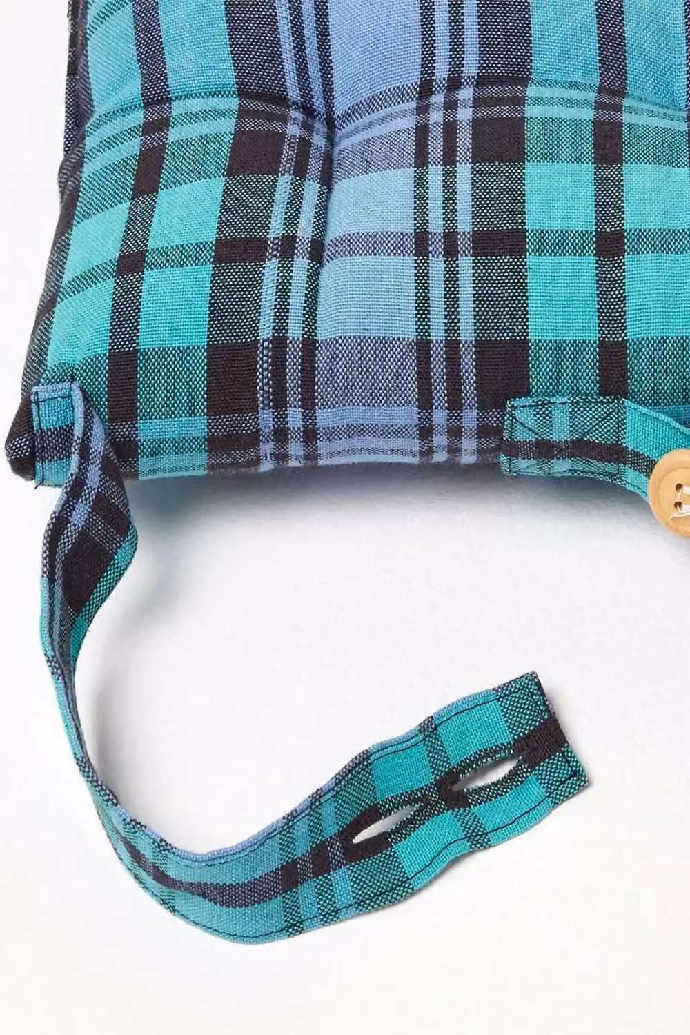 Homescapes Blue and Green Tartan Cotton Seat Pad Cushion, W/D/H: 40 x 40 x 6.5 cm – 2