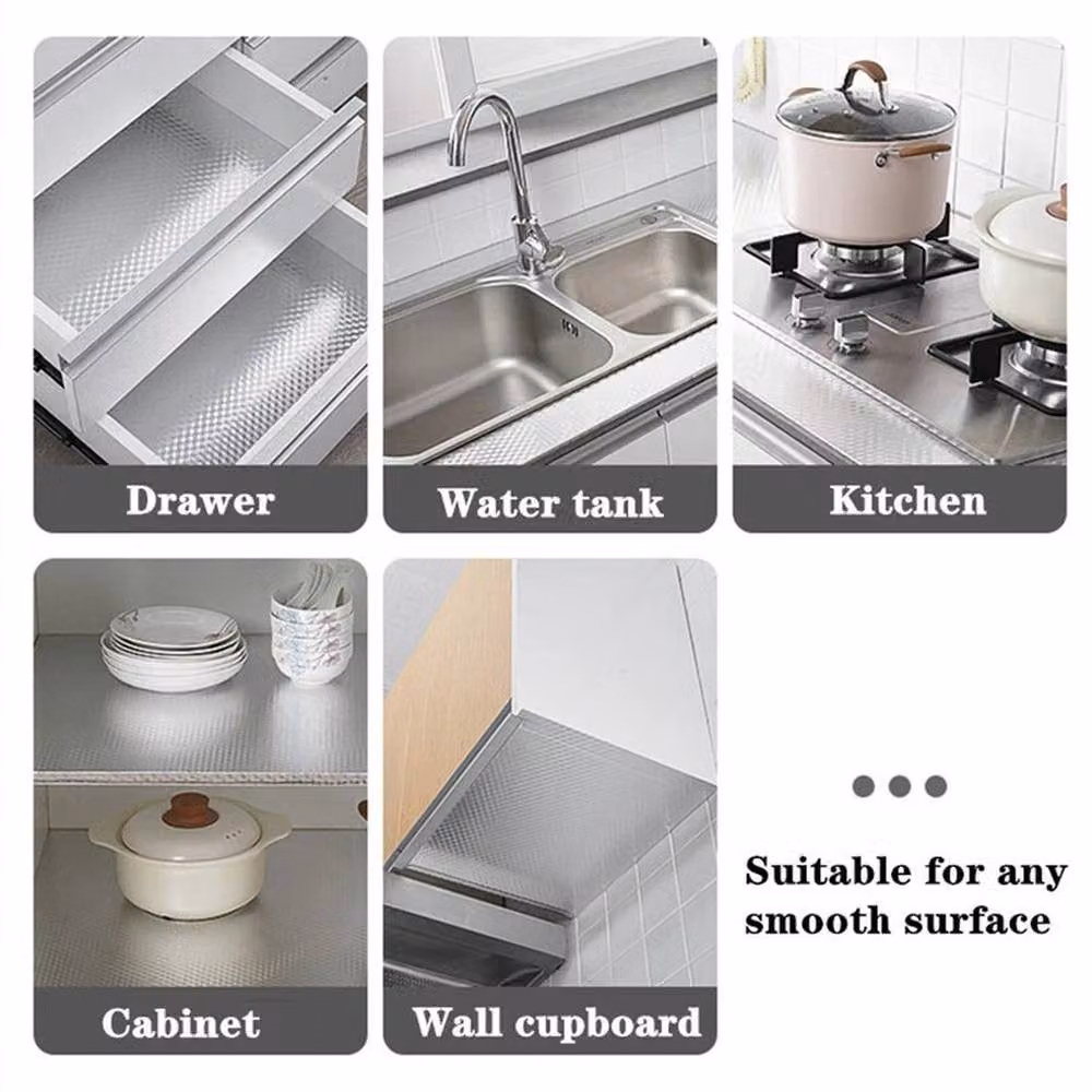 NESTLUNE Silver Waterproof and Oil-proof Self-adhesive Aluminum Foil Kitchen Film, W: 15 cm, H: 500 cm – 4