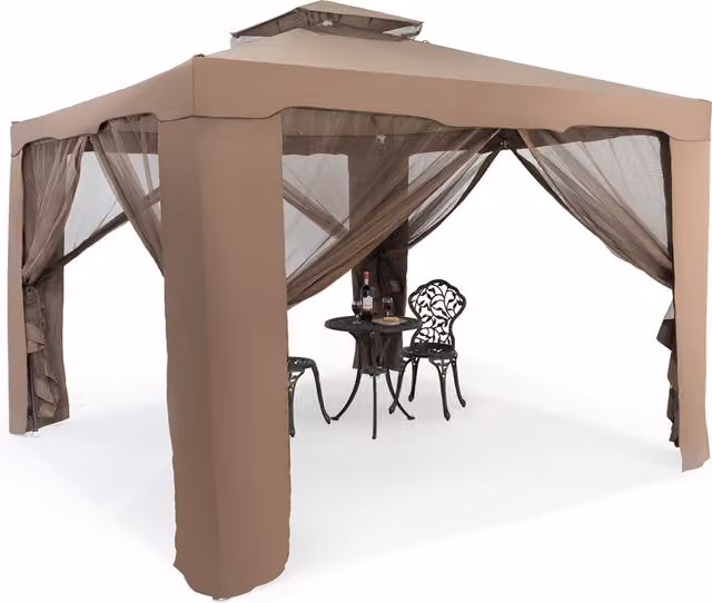 COSTWAY Brown Outdoor Canopy Gazebo Garden Party Tent – 1