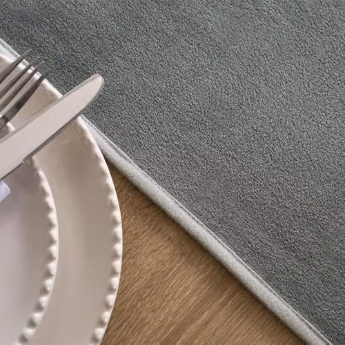 OHS Velvet Table Runner with Piped Trim in Grey and Silver, W/D/H: 35 x 230 cm – 2