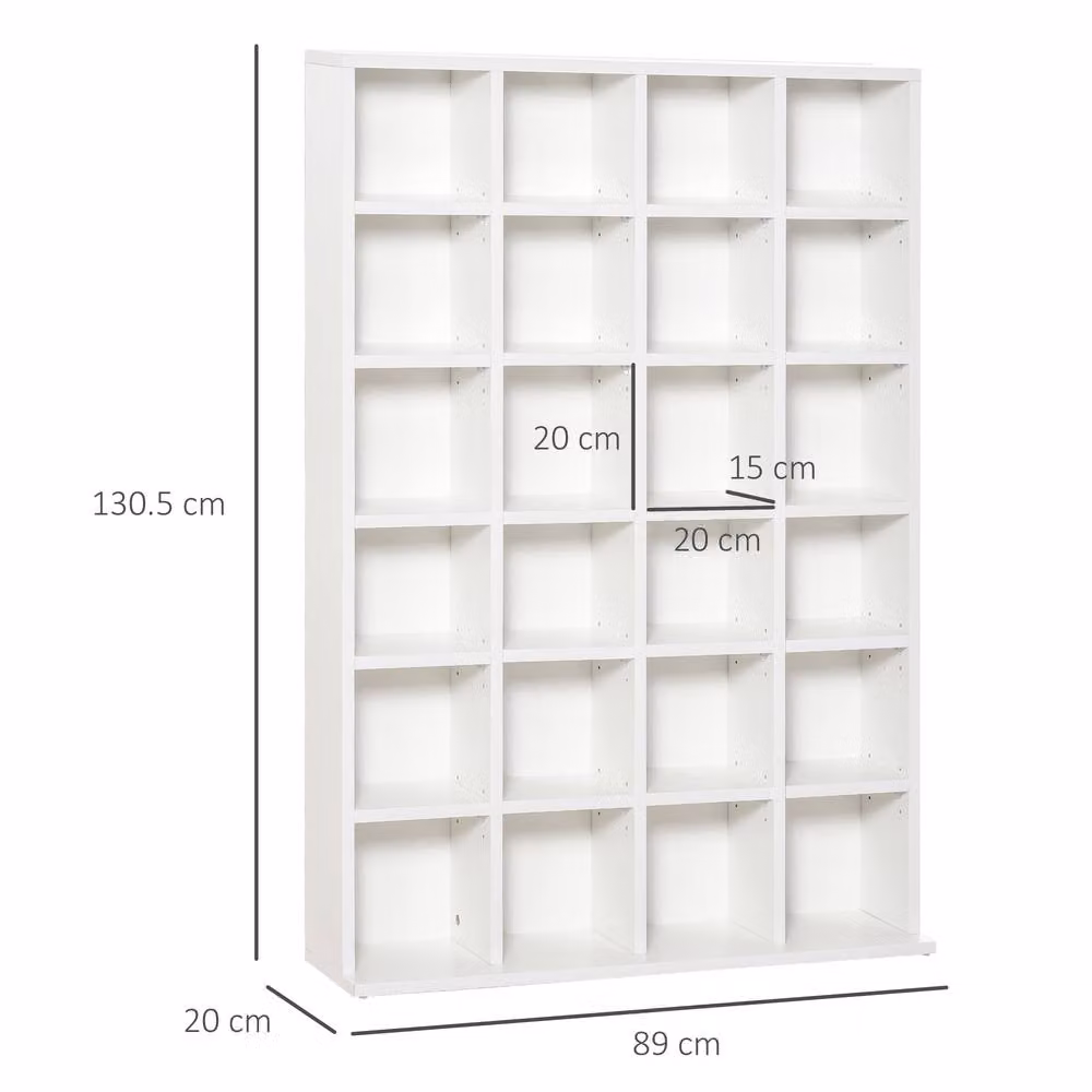 STILVORA Media Storage Unit with Adjustable Shelves and Media Compartments in Matt White, W/D/H: 130.5 x 20.0 x 89.0 cm – 3