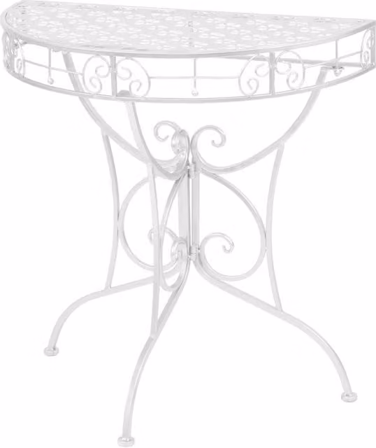 Berkfield Home Vintage Style Half Round Metal Side Table in Silver, W/D/H: 72 x 36 x 74 cm