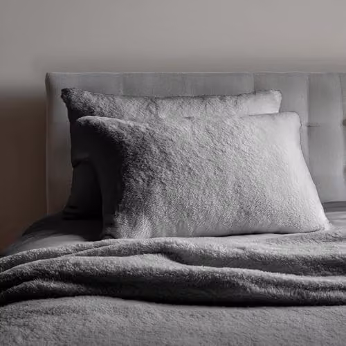 Snug City Silver Teddy Fleece Pillow Case Pair with Envelope Closure, W: 48 cm x H: 74 cm – 3