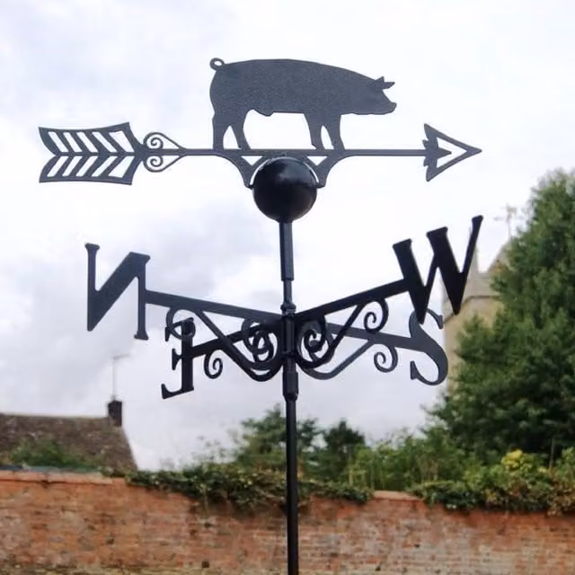 Poppyforge Pig Weathervane in Black Steel, W61 x H88 cm