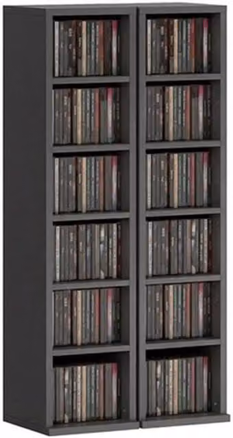 NESTLUNE Set of 2 Black CD and DVD Storage Units, W: 100 cm, D: 15 cm