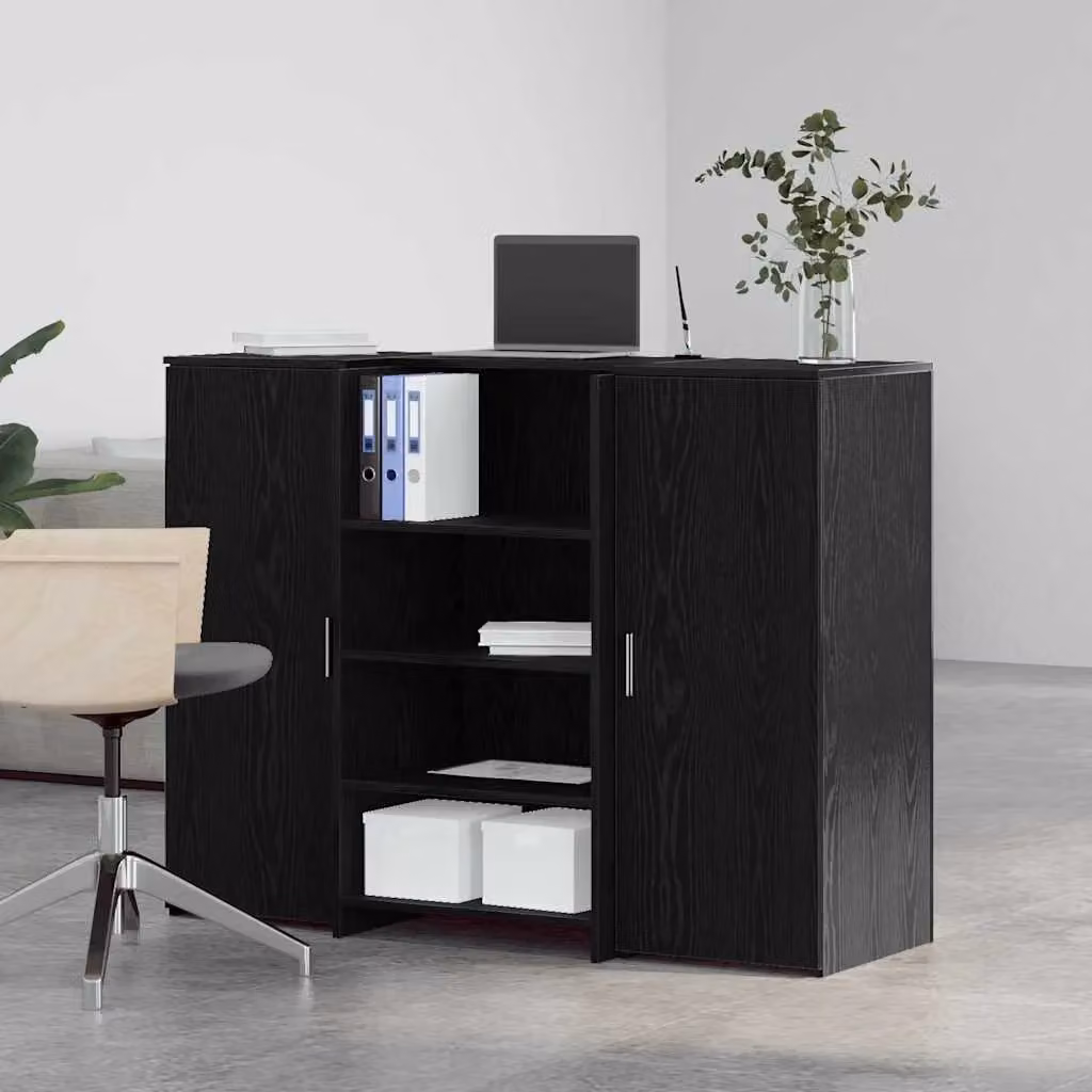Berkfield Home Black Oak Reception Desk, W/D/H: 135 x 50 x 103.5 cm – 3