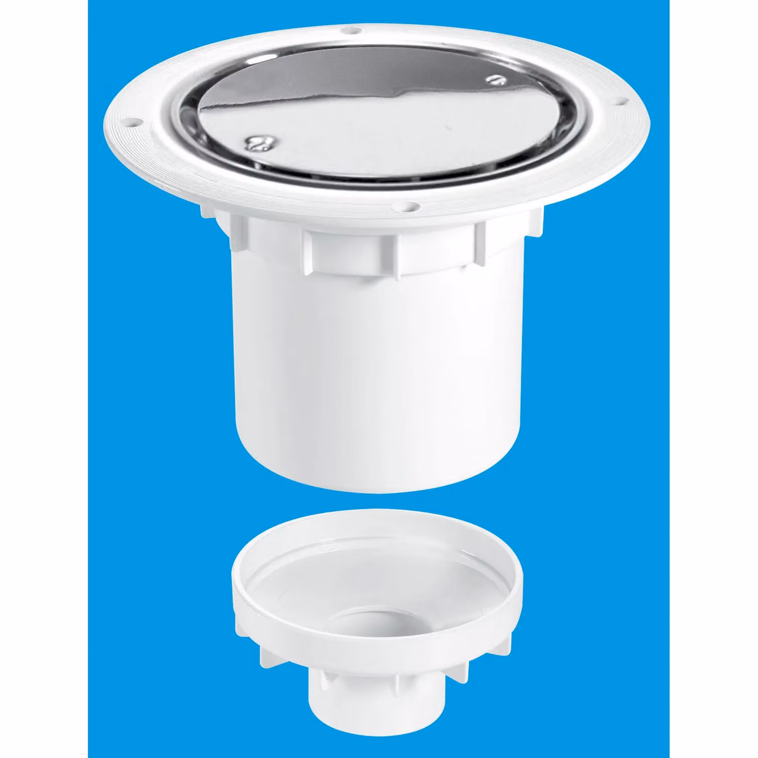 McAlpine TSG2SS 75mm White Plastic Vertical Water Seal Trapped Gully with Reducer, Clamp Ring and Cover Plate – 2