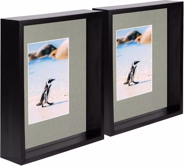 Nicola Spring Pack of 5 Rectangular 3D Deep Box Photo Frames in Black and Grey with 4 x 6 inch Mounts