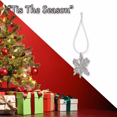 VFM e-Store Silver Hanging Snowflake Christmas Decoration, W: 9 cm, H: 15 cm – 5