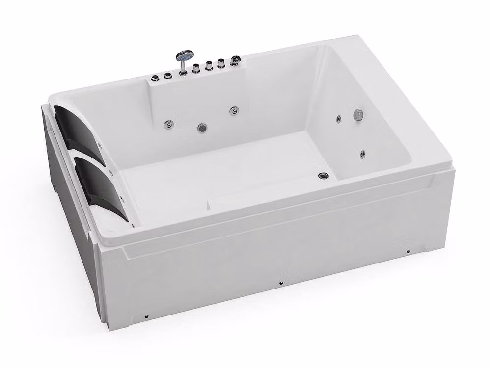 Vente-unique Whirlpool Left-Hand Corner Bath, 2-Seater, White, W/D/H: 182 x 122 x 62 cm – 2