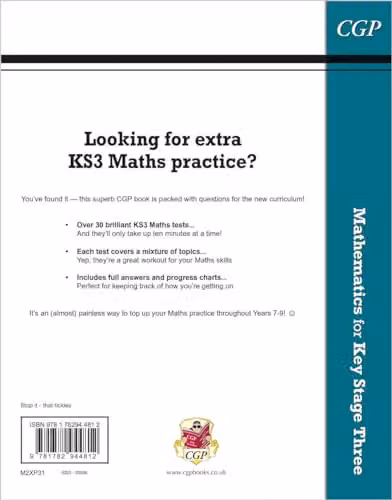 CGP Mathematics for KS3: 10-Minute Tests - Book 2 (including Answers) for Years 7, 8 and 9 – 2