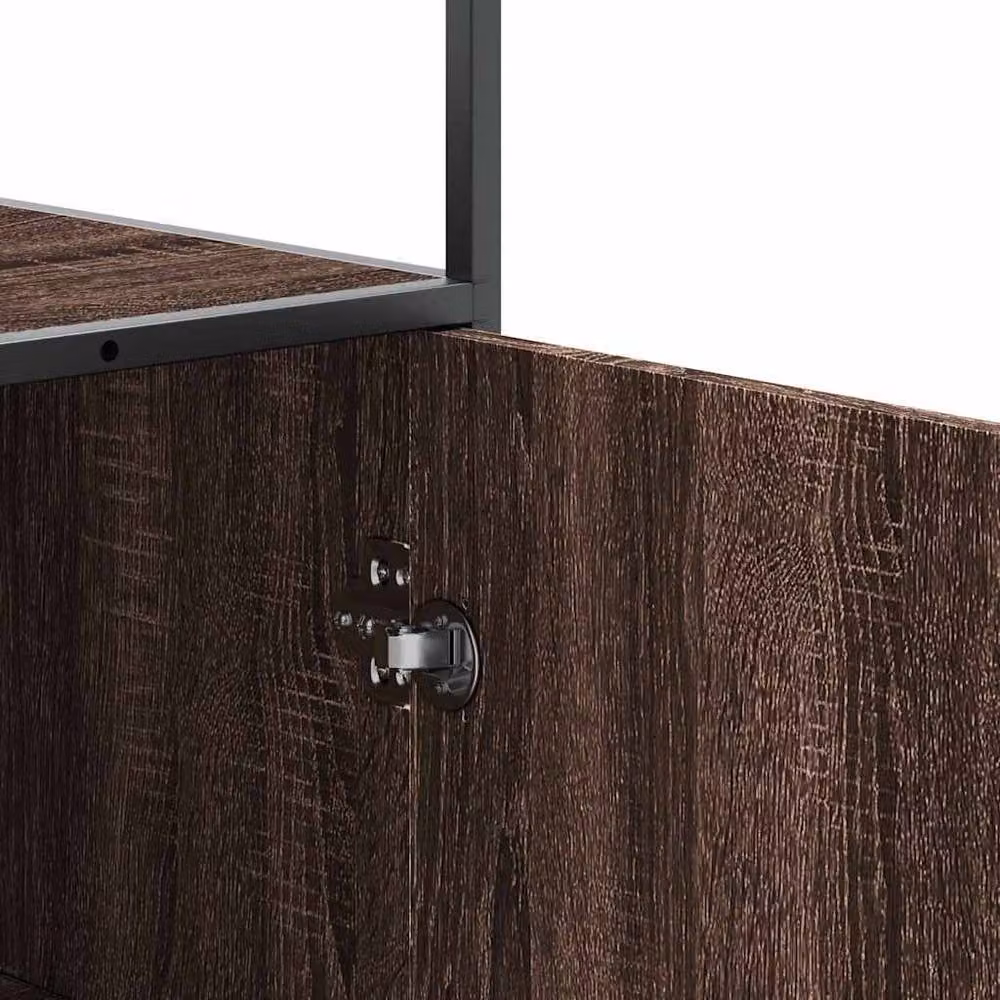 Berkfield Home Industrial Highboard in Brown Oak with Metal Accents, W/D/H: 35.5 x 35.5 x 139 cm – 4