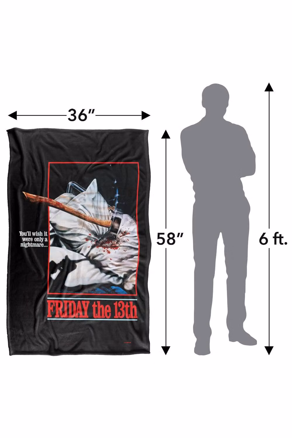 Warner Bros. Friday the 13th Pillow Axe Poster Super Soft Fleece Throw Blanket, Multicolour, W: 91 cm x D: 147 cm – 7