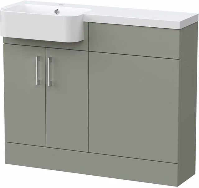 Balterley Wichnor Compact 2 Door Combination Vanity Basin WC Unit in Matt Green, W: 100 cm