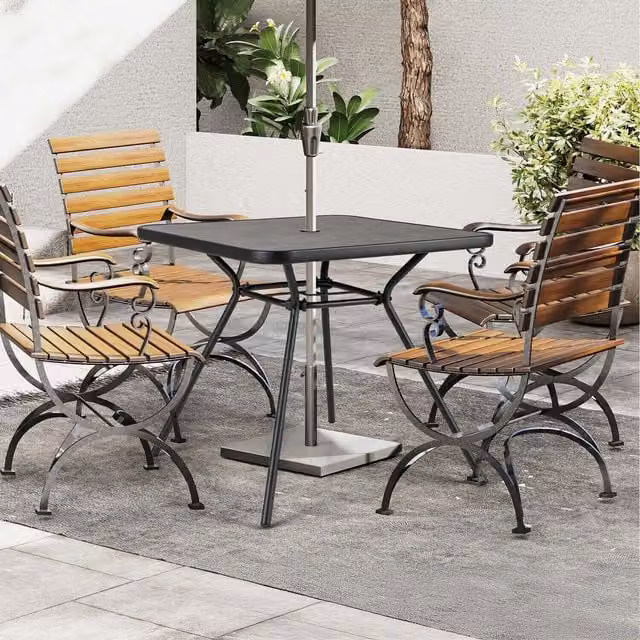 Costway Black Square Outdoor Dining Table, 80 cm