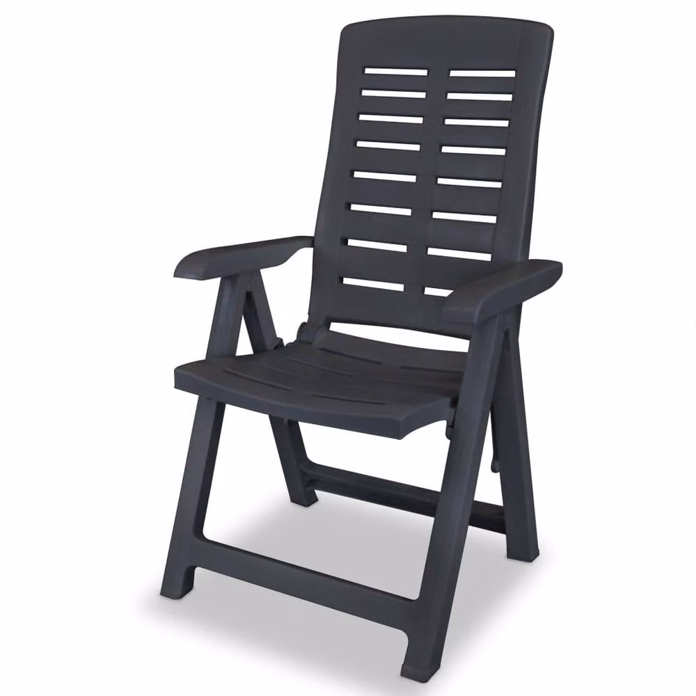 Berkfield Home Reclining Garden Chairs, 2 Piece Set in Anthracite and Black Plastic – 2