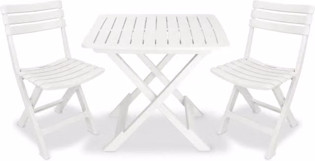 Berkfield Home 3 Piece Folding Bistro Set in White Plastic