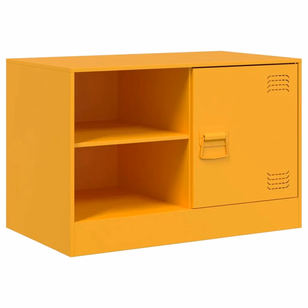 Berkfield Home TV Cabinet in Mustard Yellow Metal, W: 67 cm, D: 39 cm, H: 44 cm – 2
