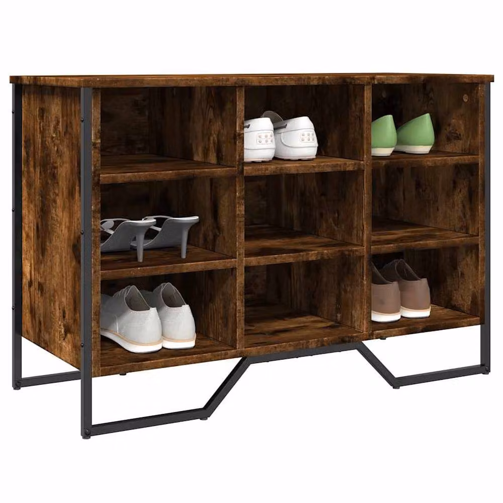 Berkfield Home Industrial Shoe Cabinet in Smoked Oak with Integrated Seat, W/D/H: 90 x 38 x 61.5 cm – 2