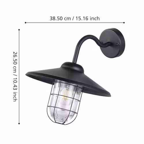 Eglo Melgoa Black Caged Outdoor Wall Light with Transparent Glass – 3